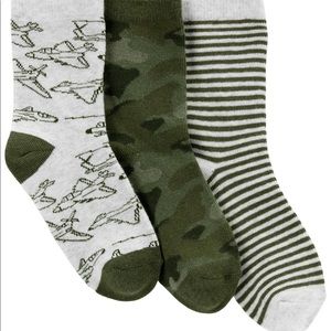 Carter’s Boys Camo Airplane Stripe Crew Socks